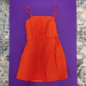 Red and white polka dot dress